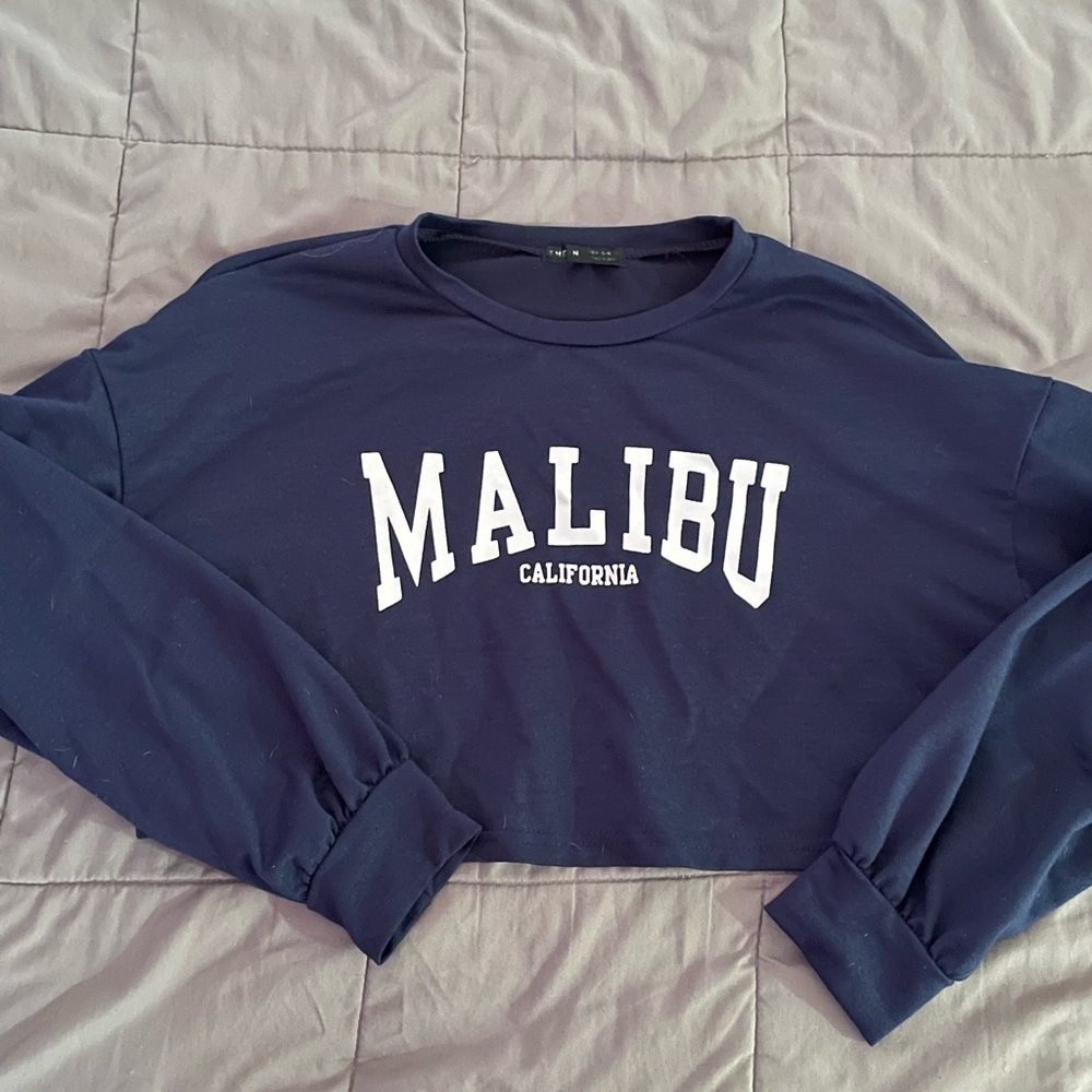 SHEIN Navy Blue 'Malibu California' Crop Top